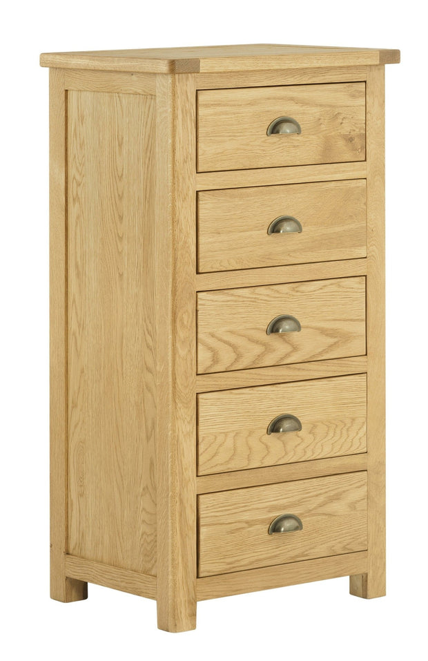 Portland 5 Drawer Wellington Chest - Oak
