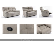 Berkeley 3 Seater Recliner Sofa Light Grey