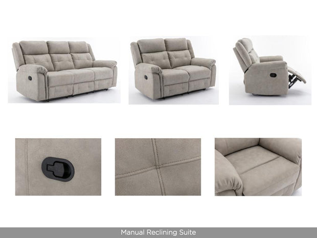 Berkeley 3 Seater Recliner Sofa Light Grey