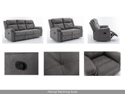 Berkeley 3 Seater Recliner Sofa Dark Grey