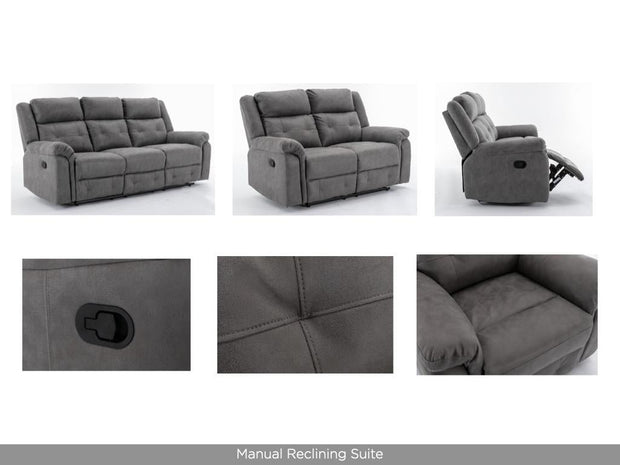 Berkeley 3 Seater Recliner Sofa Dark Grey