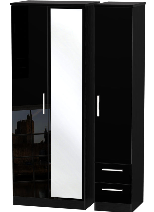 Knightsbridge Tall Triple Mirror + Drawer Wardrobe