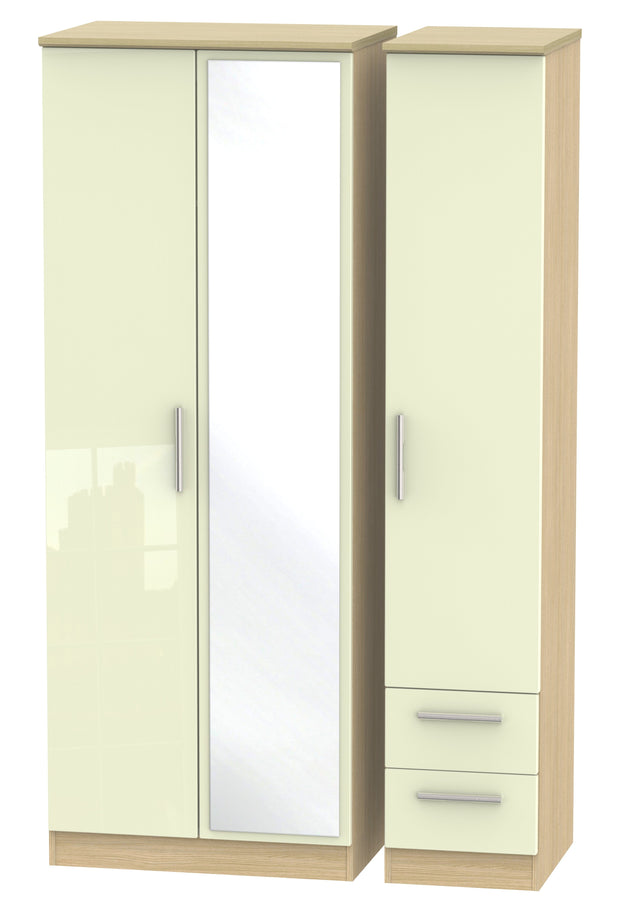 Knightsbridge Tall Triple Mirror + Drawer Wardrobe