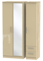 Knightsbridge Tall Triple Mirror + Drawer Wardrobe