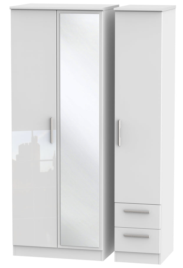 Knightsbridge Tall Triple Mirror + Drawer Wardrobe